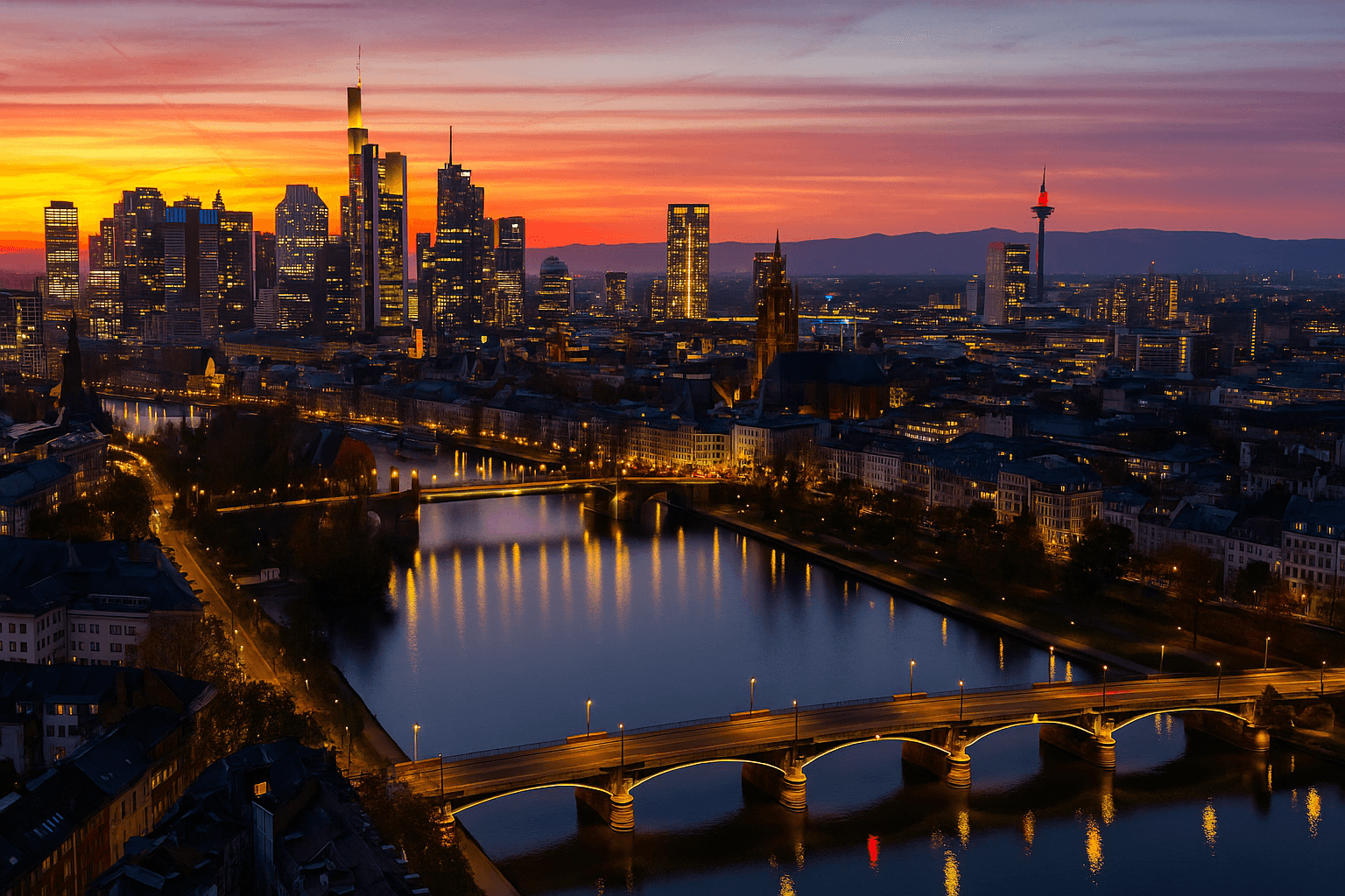 Business class flights to Frankfurt background